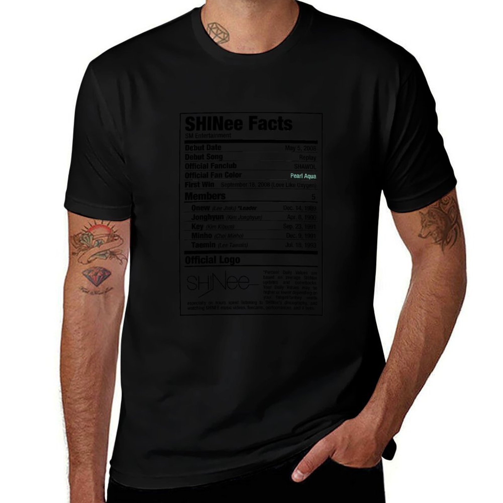 Camiseta SHINee Kpop con Infor - Nutrition Fitness Training reseña y precio