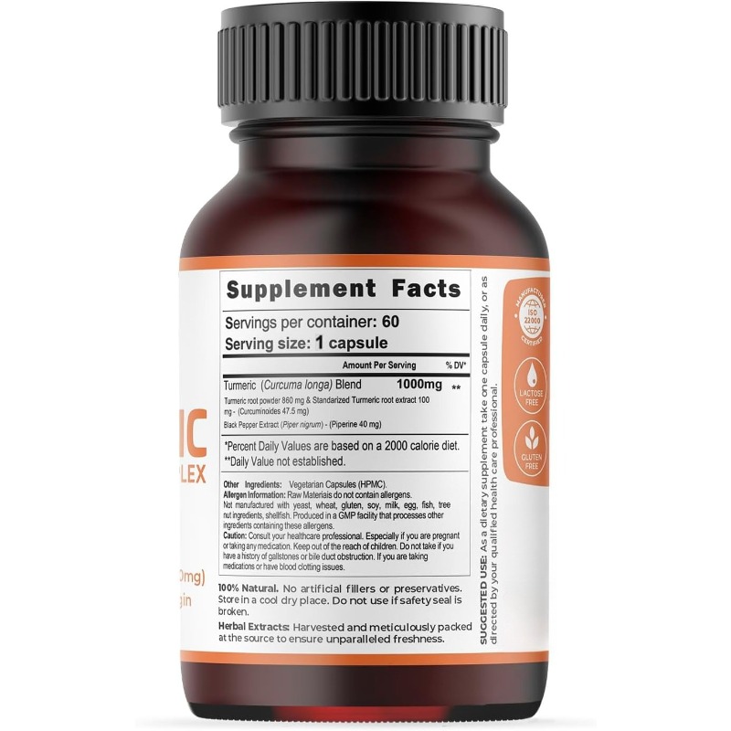 Cápsulas de Cúrcuma 1000mg con - Turmeric Curcumin Capsule reseña y precio