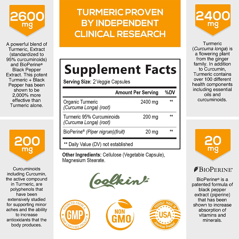 Cápsulas de curcumina, soporte - Turmeric Curcumin Capsule reseña y precio